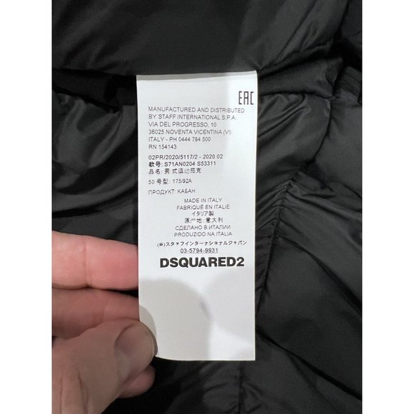 DSQUARED2 Mens Fitted Biker Style Ski Jacket Black Sz 50/L S71AN0204 S5331 - Picture 14 of 16